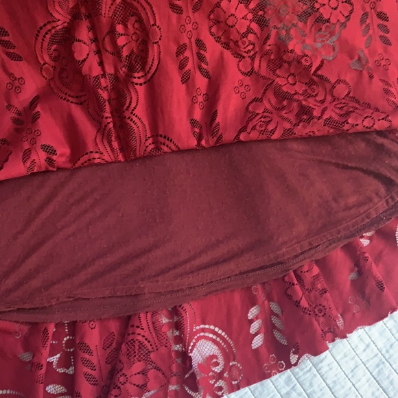 Free People Lovers Folk Song Dress burgundy sheer lace mini size 8 - Picture 10 of 16